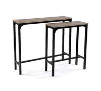 Versa Doncaster Mueble Recibidor Estrecho para Entrada o Pasillo, Mesa Consola, Set de 2, Medidas (Al x L x An) 80 x 25 x 95 cm, Madera y Metal, Color Negro