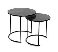 Versa Eiffelton Mesa Nido Auxiliar para el Salón, la Habitación o la Cocina. Moderna Mesilla Baja, Set de 2, Medidas (Al x L x An) 49 x 50 x 50 cm, Madera y Metal, Color Negro