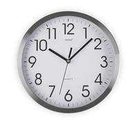 Versa Enkel Reloj de Pared Silencioso Decorativo para la Cocina, el Salón, el Comedor o la Habitación, Estilo Moderno, Medidas (Al x L x An) 35 x 4,1 x 35 cm, Aluminio, Color Blanco y Plateado