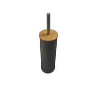 Versa Escobilla para el Baño Negro Metal Bambú 38,4 cm