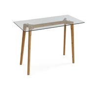 Versa Escritorio Nanga, Estilo Moderno e Industrial, 75x100x50 cm, Bambú y Cristal Templado, Natura