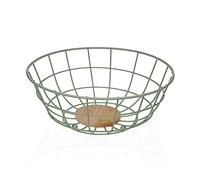 Versa Frutero Verde 28 x 12 x 28 cm Madera Madera de Caucho Acero Hierro