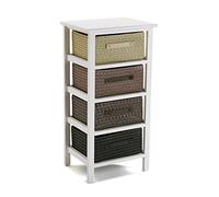 Versa Gavle Mueble para el Baño Auxiliar, Cajonera con 4 cajones para organizar, Almacenaje Moderno y Divertido, Medidas (Al x L x An) 73 x 28 x 37 cm, Madera y Poliéster, Color Marrón