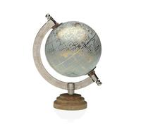 Versa Globo Terraqueo Blanco Acrílico Madera 10 x 18 x 12 cm