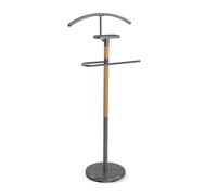 Versa Holstebro Galán de Noche Moderno Multifuncional con 2 Perchas o Colgadores para Ropa de Hombre o Mujer, Medidas (Al x L x An) 112 x 28,8 x 46,5 cm, Metal y Madera, Color Gris