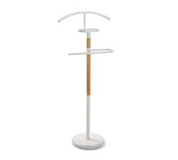 Versa Holstebro Galán de Noche Moderno Multifuncional con 2 Perchas o Colgadores para Ropa de Hombre o Mujer, Medidas (Al x L x An) 112 x 28,8 x 46,5 cm, Metal y Madera, Color Blanco
