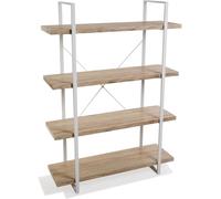 Versa Home Estantería 4 baldas en aglomerado efecto madera y metal blanco