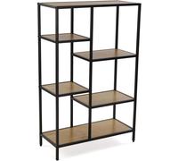 Versa Home Estantería 6 baldas en aglomerado efecto madera y metal negro y marrón