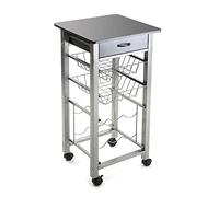 Versa Leicester Carro de Cocina con Ruedas, cajones y botellero, Verdulero con despensa y organizadores, Almacenaje de Cocina, Medidas (Al x L x An) 82 x 40 x 40 cm, Madera y Metal, Color Gris