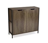 Versa Lizzy Aparador Buffet Estrecho para Entrada o salón, Armario Auxiliar de 2 Puertas, Zapatero, Medidas (Al x L x An) 78,8 x 30 x 83,2 cm, Metal y Madera, Color Marrón y Negro