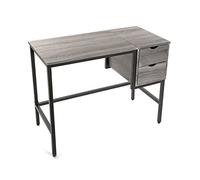 Versa Lynton Mesa Escritorio para el Ordenador, Mesa para la Habitación o Estudio. Mesa Gaming, Con 2 cajones, Medidas (Al x L x An) 76 x 48 x 100 cm, Madera y Metal, Color Marrón