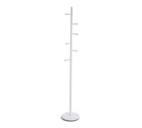 Versa Malai Perchero de Pie de Estilo Minimalista, con 6 Ganchos o Colgadores para Ropa o Bolsos para el Recibidor, Medidas (Al x L x An) 170 x 28 x 28 cm, Metal, Color Blanco