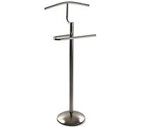 Versa Oakley Galán de Noche Moderno Multifuncional con 2 Perchas o Colgadores para Ropa de Hombre o Mujer, Medidas (Al x L x An) 112 x 28 x 40 cm, Metal, Color Plateado