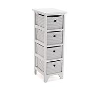 Versa Ohai Mueble para el Baño Auxiliar, Cajonera con 4 cajones para almacenaje, Medidas (Al x L x An) 72 x 30 x 25 cm, Madera, Color Blanco