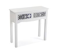 Versa Pireo Mueble Recibidor Estrecho para Entrada o Pasillo, Mesa Consola, con 2 cajones, Medidas (Al x L x An) 78 x 30 x 81 cm, Madera MDF, Color Blanco