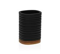 Versa Portacepillos de Dientes Negro Resina Bambú 7,6 x 10,6 x 6,7 cm