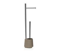 Versa Portarrollos de Papel Higiénico con Soporte para Escobilla Beige Resina Acero Chic 58 cm