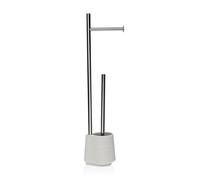 Versa Portarrollos de Papel Higiénico con Soporte para Escobilla Blanco Resina Acero Chic 58 cm