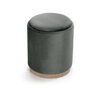 Versa Puff con Almacenamiento y Bandeja Velvet Gris, Estilo Moderno, 34x34x41 cm, Madera MDF, Gris