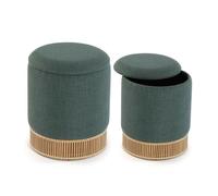 Versa Puff Desmontable Verde Bambú Madera MDF 36 x 44 x 36 cm (2 Piezas)