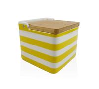Versa Salero con Tapa Amarillo Cerámica Bambú Dolomita Rayas 12,2 x 11,5 x 12,2 cm