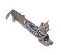 VERSA Sujetapuertas Gato Alargado Tope para Puerta Decorativo, Medidas (Al x L x An) 21 x 73 x 16 cm, Color Gris