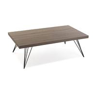 Versa Texas Mesa Auxiliar Baja de café, Mesa de Centro para el salón, Medidas (Al x L x An) 38 x 120 x 70 cm, Madera y Metal, Color Marrón y Negro