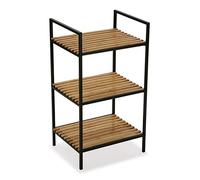 Versa Willow Mueble para el Baño Auxiliar, Estanterías para organización de 3 estantes, Medidas (Al x L x An) 70 x 32,5 x 39 cm, Bambú y Metal, Color Negro
