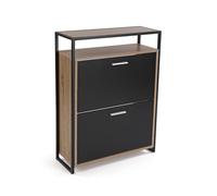 VERSA Zapatero 2 cajones Medidas (Al x L x An) 85 x 63,2 x 23,5 cm, Color Negro