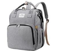 VersaBuy Bolsa de Maternidad Multifuncional con Cuna Portátil Integrada | Mochila de Viaje para Bebé | Impermeable y Organizada | Ideal para Padres Activos | Color Gris Elegante