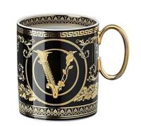 Versace by Rosenthal Virtus Gala Black - Vaso, porcelana, color negro y dorado, 300 ml