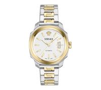 Versace Dylos Collection - Reloj de lujo para hombre con pulsera de dos tonos y caja con esfera plateada