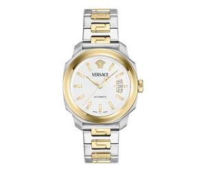 Versace Dylos Collection - Reloj de lujo para hombre con pulsera de dos tonos y caja con esfera plateada