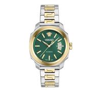 Versace Dylos Collection - Reloj de lujo para hombre con pulsera de dos tonos y caja con esfera verde