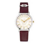 Versace - Essential Rojo/Plata Reloj de Cuero - Accessories - Mujer - Gris - ONE SIZE -
