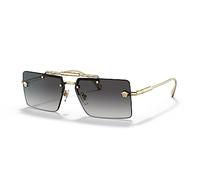 Versace Gafas de sol para mujer, montura dorada, lentes degradadas grises, 60 mm