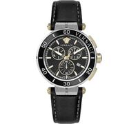 Versace- Greca Cronógrafo Correa de Cuero Reloj- Accessories- Hombre- Negro- ONE SIZE- Greca Cronógrafo Correa de Cuero Reloj