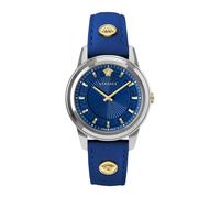 Versace- Greca Reloj Pulsera de Cuero con Tachuelas- Accessories- Mujer- Azul- ONE SIZE- Greca Reloj Pulsera de Cuero con Tachuelas