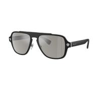 Versace Hombre Sunglass VE2199 - Color del Marco: Negro, Color de la Lente: Gris Claro Espejado Plata