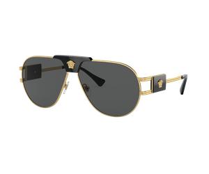 Versace Hombre Sunglass VE2252 - Color del Marco: Oro, Color de la Lente: Gris Oscuro
