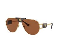 Versace Hombre Sunglass VE2252 - Color del Marco: Oro, Color de la Lente: Marrón Oscuro