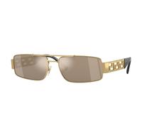 Versace Hombre VE2257 10025A Gafas de sol Metal Oro Marrón Cuadrada Reflejado Espejo