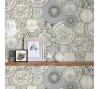 Versace III Les Etoiles De La Mer Papel Tapiz 34901-3 Plantas Plateadas