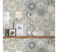 A.S. Création Papel pintado Versace Papel pintado tejido no tejido 10.05 m x 0.70 m Plata Gris Blanco Fabricado en Alemania 349013 34901-3