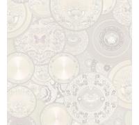 Papel pintado Versace Papel Pintado De Diseño Papel pintado tejido no tejido 10.05 m x 0.70 m Plata Blanco Crema Fabricado en Alemania 349014 34901-4