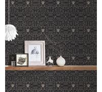 Versace IV La Scala Del Palazzo Papel Tapiz Metálico 37049-4 Negro/Plata De Lujo