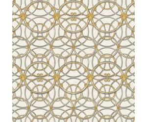 Versace IV La Scala Del Palazzo Papel Tapiz Metálico Crema/Oro 37049-2 Medusa