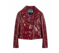 VERSACE JEANS COUTURE Chaqueta De Cuero Roja Biker Blazer Abrigo Icónica Rara S