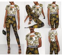 Versace Jeans Couture Recortada Camiseta Barroco Joyería Logo Blusa Top S .