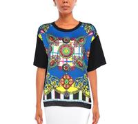VERSACE JEANS COUTURE Top Blusa Con Patrón Barroco Camiseta Oversized XS